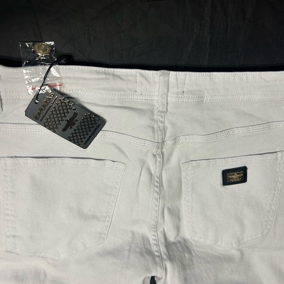 Barabas Jeans Mens 40 White Sparkly Glittery Gold Chain Stretch Denim 40x32  NEW - Picture 7 of 12